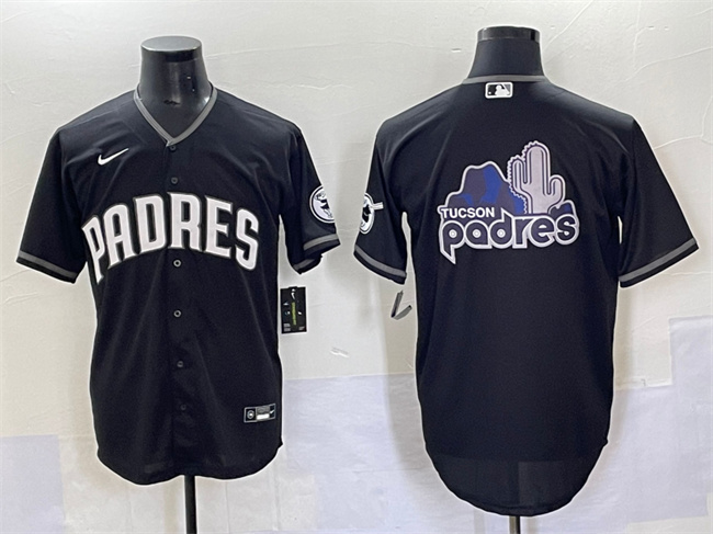 Men's San Diego Padres Team Big Logo Black Stitched Baseball Jersey